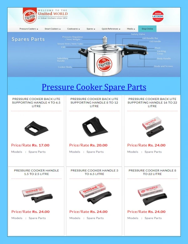 United Pressure Cooker Spare Parts With Price