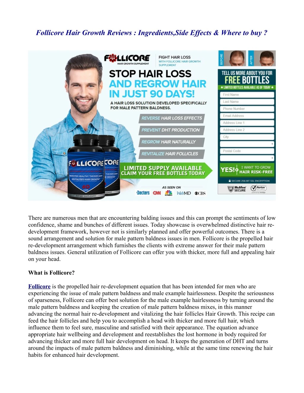 follicore hair growth reviews ingredients side
