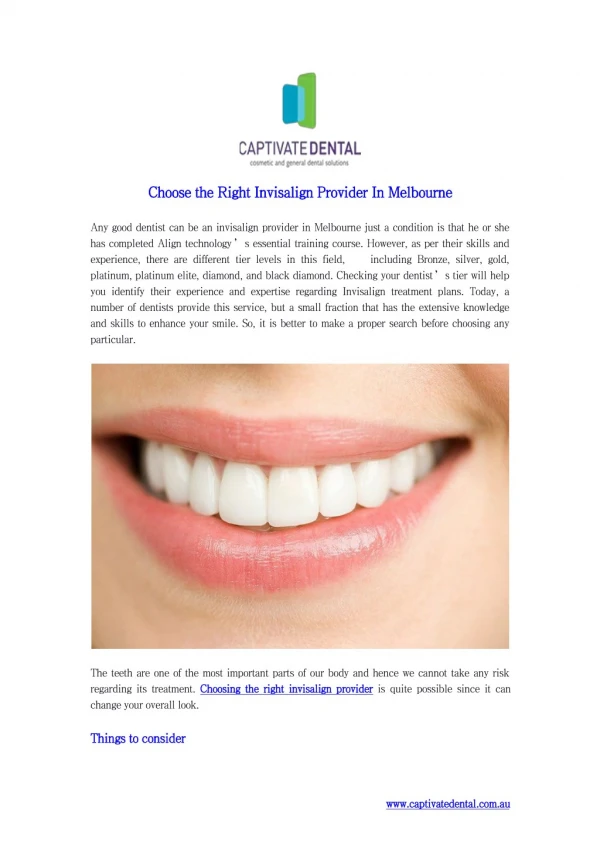 Choose the Right Invisalign Provider In Melbourne - Captivate dental
