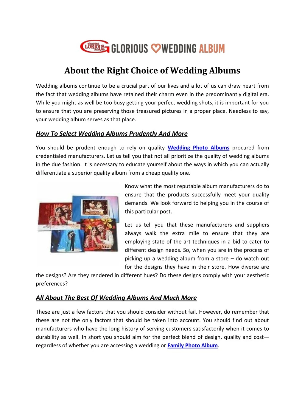 about the right choice of wedding albums