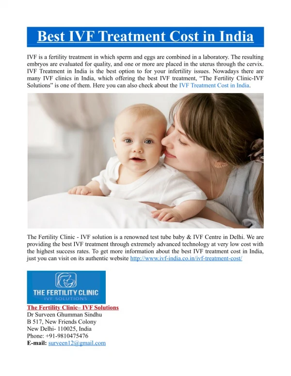best ivf treatment cost in india