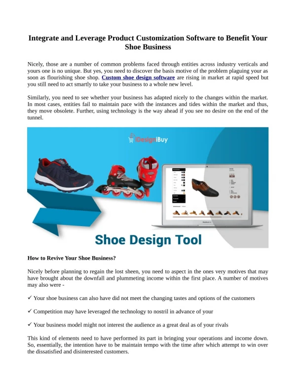 Integrate and Leverage Product Customization Software to Benefit Your Shoe Business