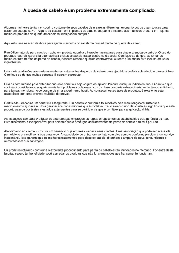 a queda de cabelo um problema extremamente
