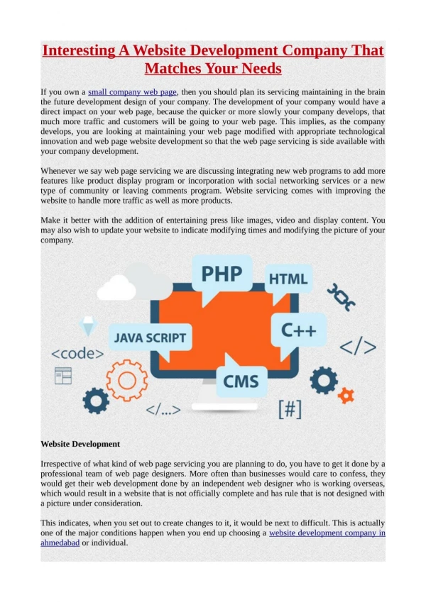 Interesting A Website Development Company That Matches Your Needs