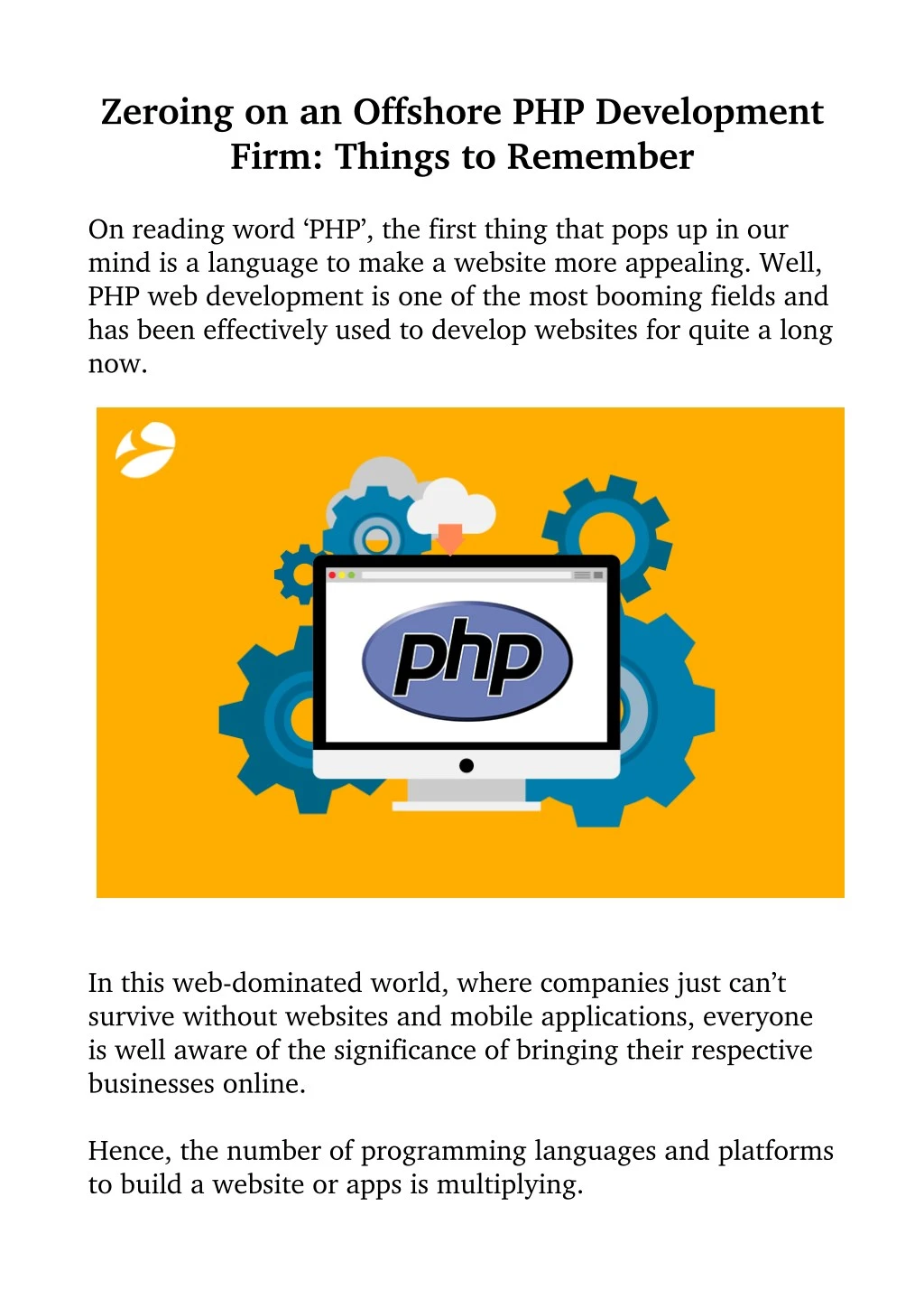 zeroing on an offshore php development firm