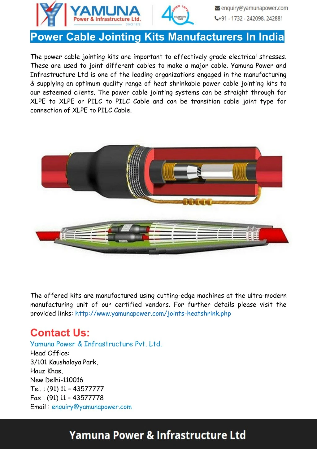 power cable jointing kits manufacturers in india