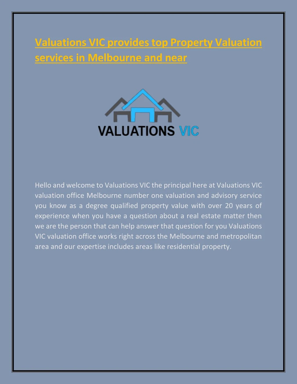 valuations vic provides top property valuation