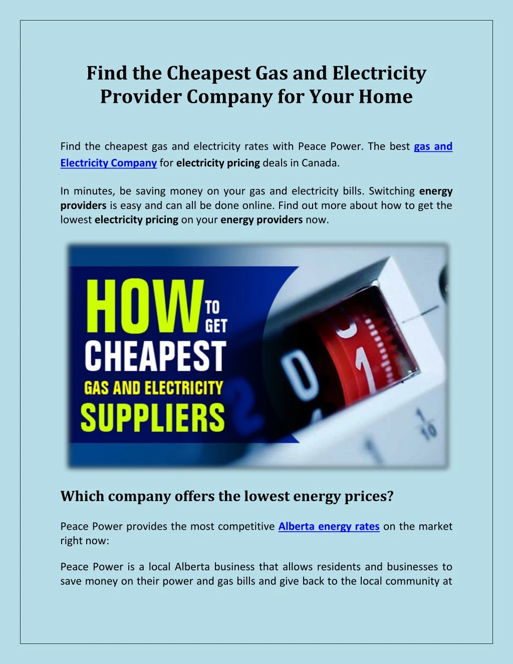 find the cheapest gas and electricity provider