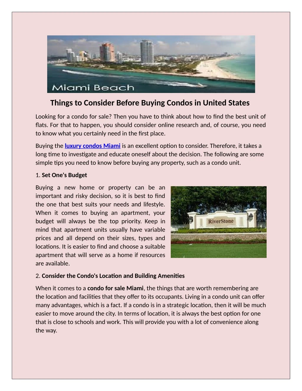 things to consider before buying condos in united