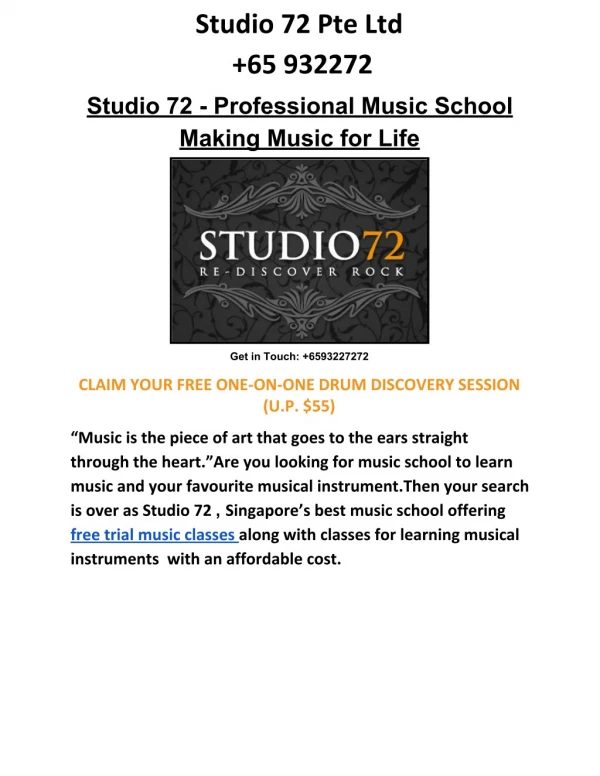 Discover the Magic of Music with Studio 72