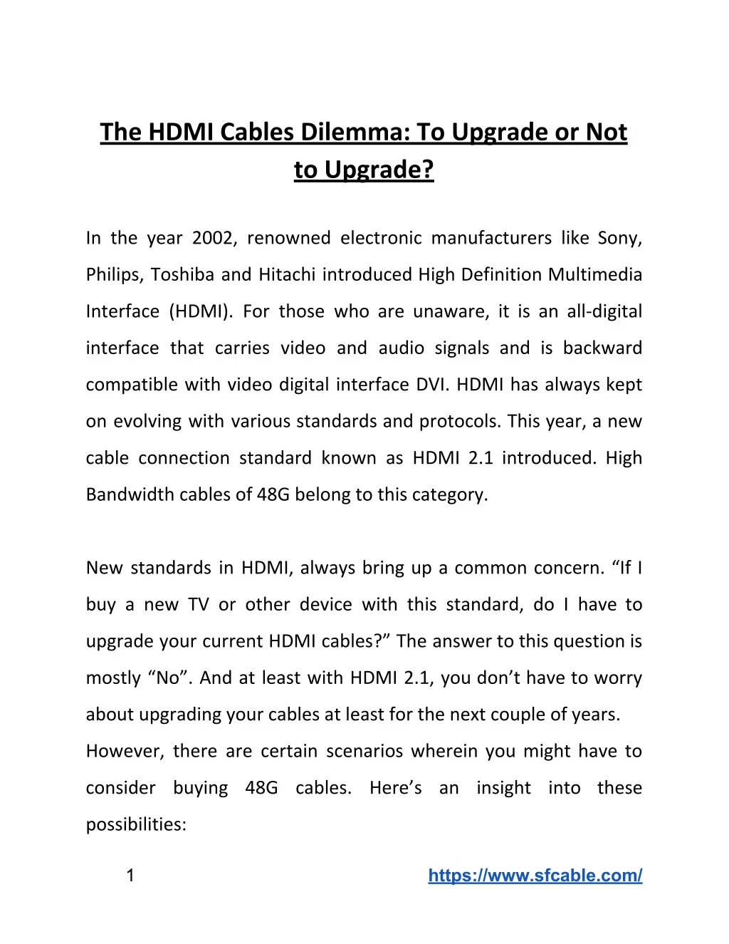 the hdmi cables dilemma to upgrade