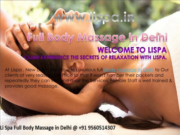 Full Body Massage Parlour in Saket Delhi at Li Spa