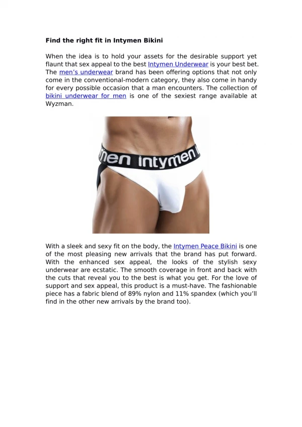 Find the right fit in Intymen Bikini
