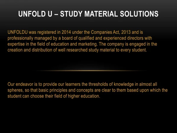 Unfold U – Study Material Solutions