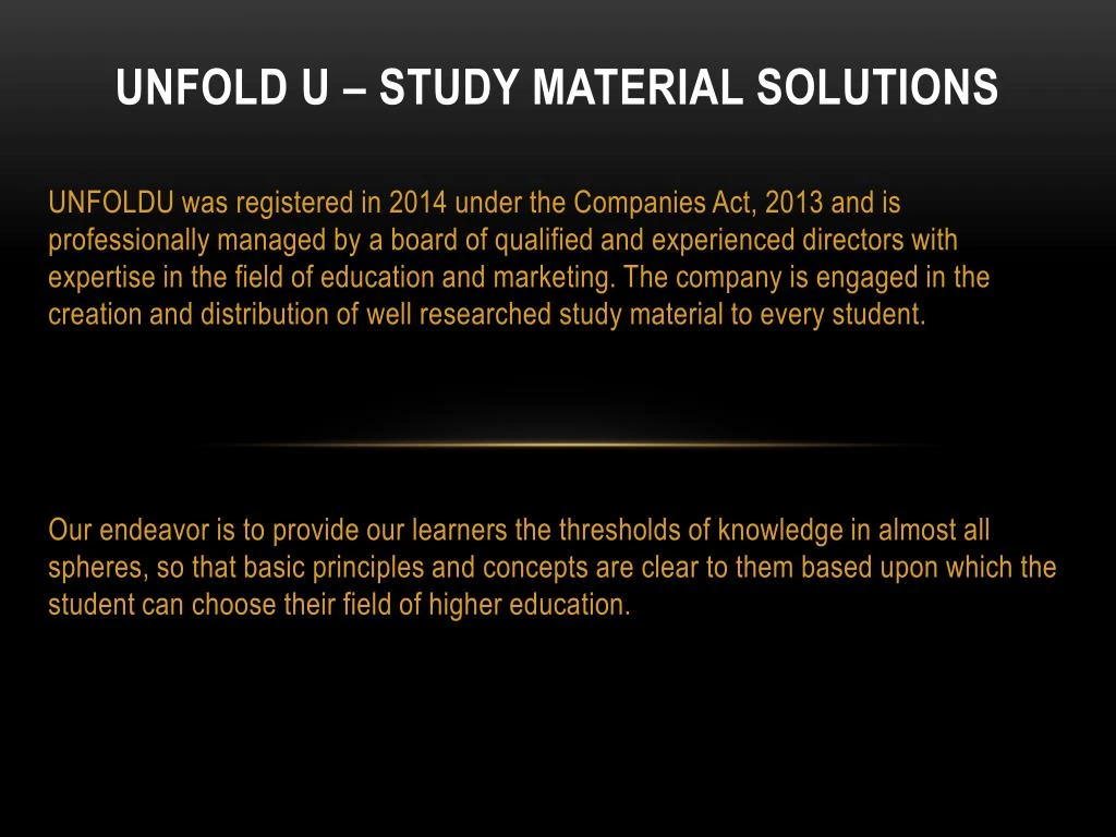 unfold u study material solutions