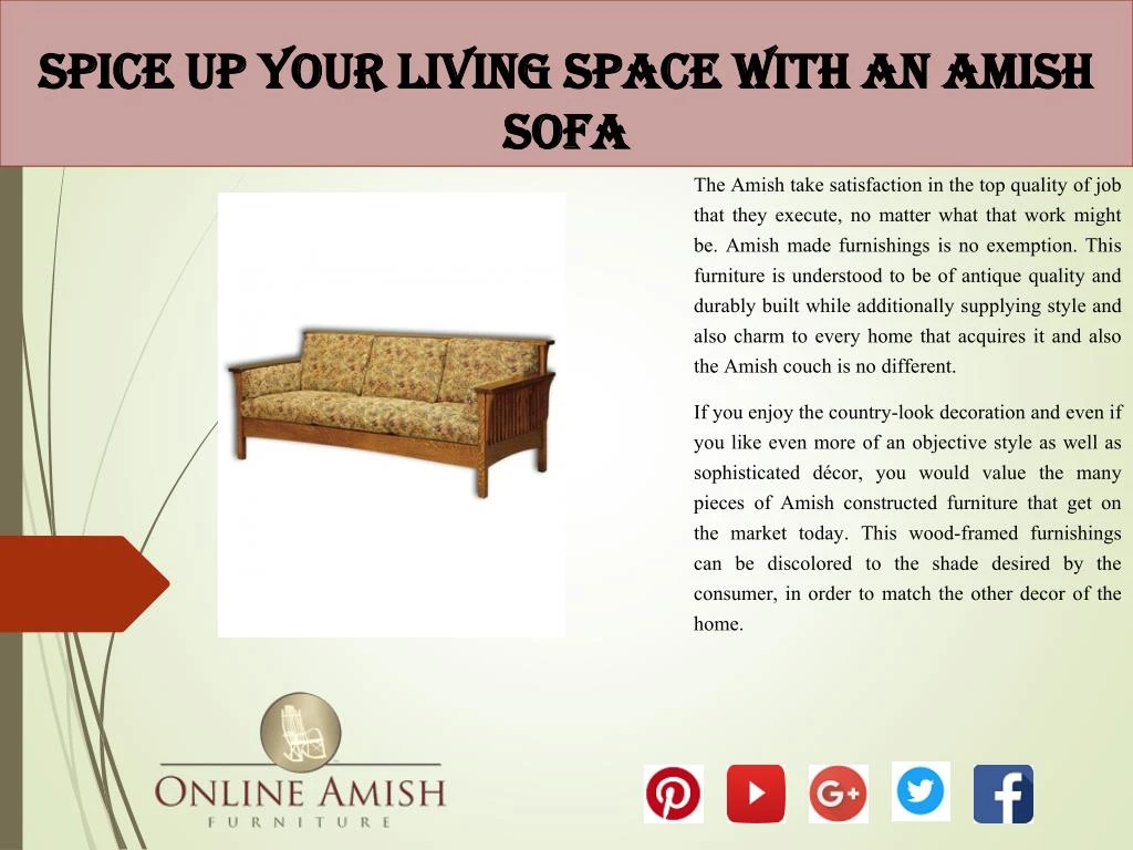 spice up your living space with an amish sofa