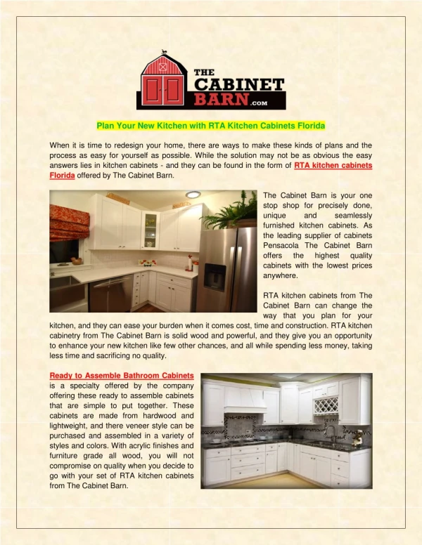 Plan Your New Kitchen with RTA Kitchen Cabinets Florida