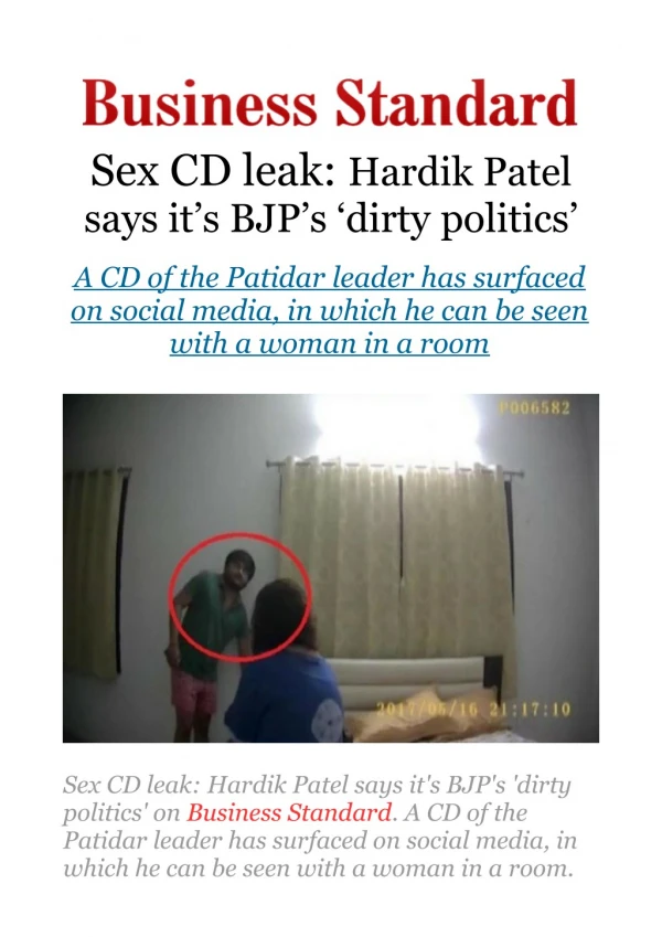 Sex CD leak: Hardik Patel says it's BJP's 'dirty politics'