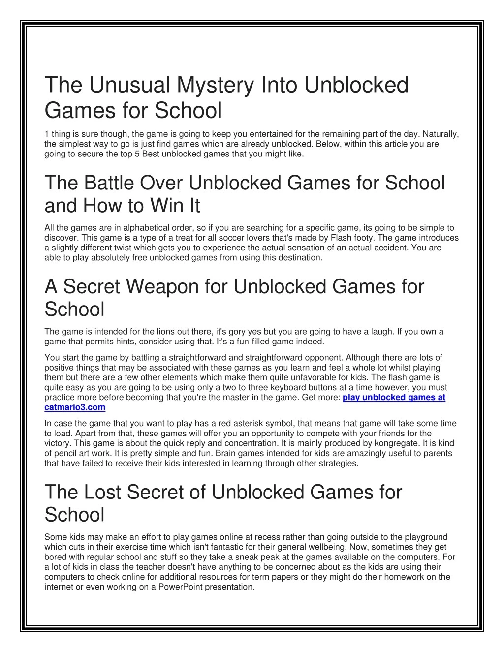 the unusual mystery into unblocked games