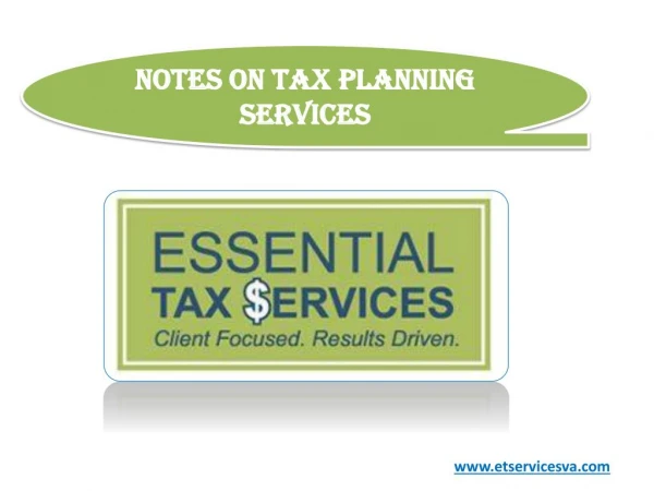 Notes on Tax Planning Services