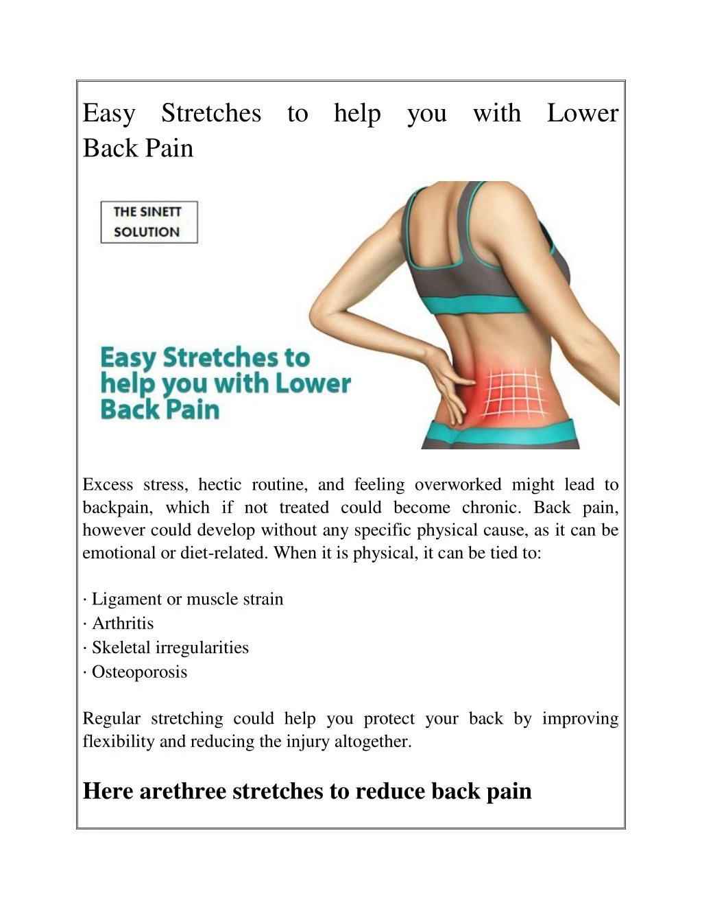 easy stretches to help you with lower back pain