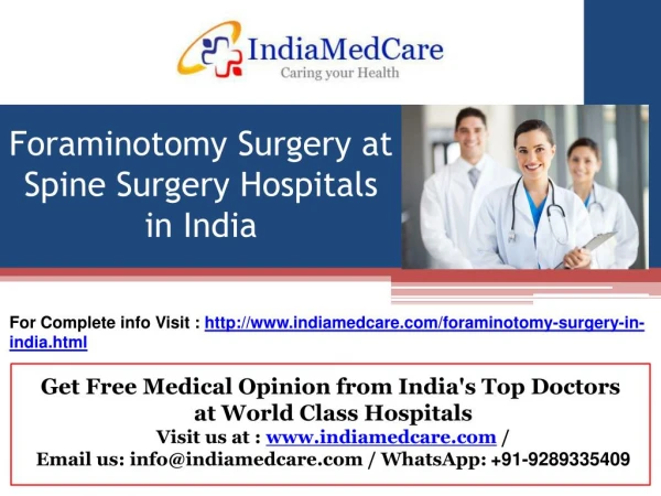 Foraminotomy Surgery in India