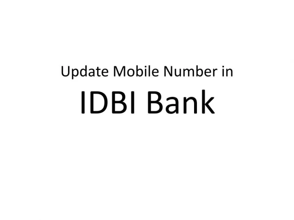 Online update mobile number in IDBI Bank