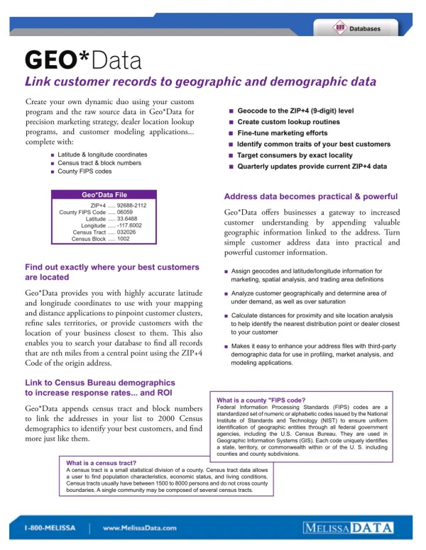 Link customer records to geographic and demographic data - Find Free Trial!
