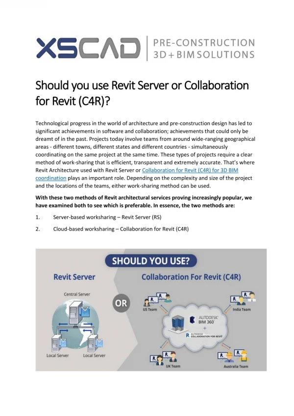 Revit Server or Collaboration for Revit (C4R)?