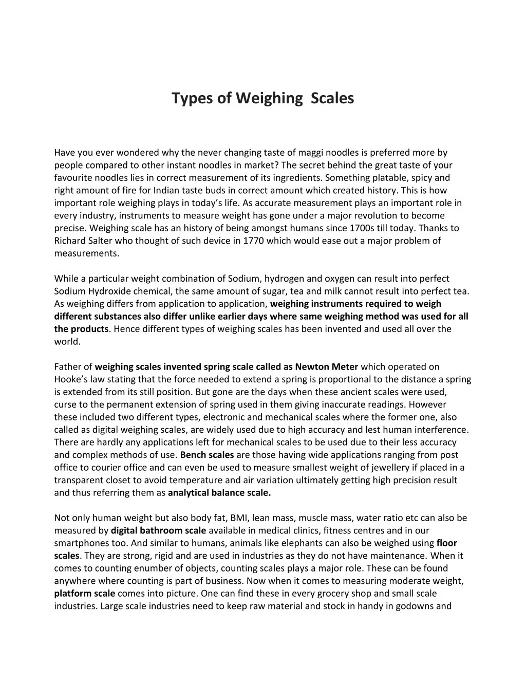 types of weighing scales