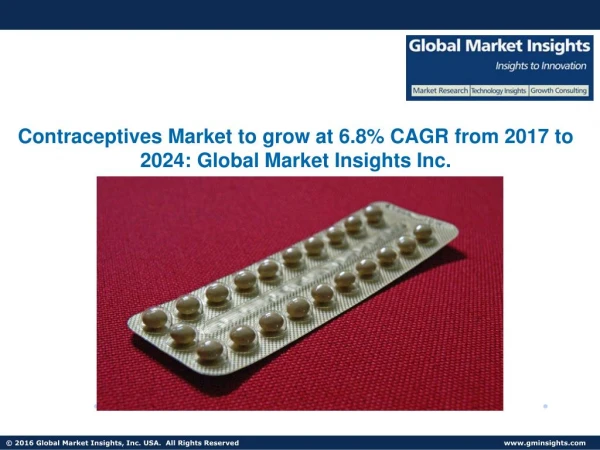 Contraceptives Market to witness more than 6.8% CAGR from 2017 to 2024