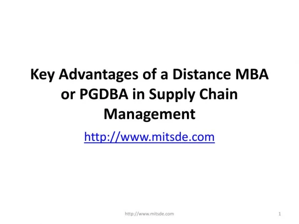 Key Advantages of a Distance MBA or PGDBA in Supply Chain Management