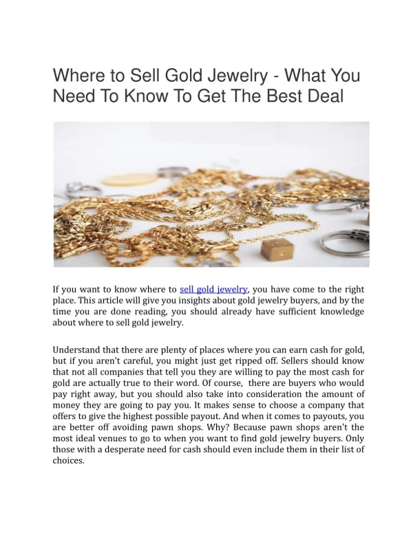 Where to Sell Gold Jewelry — What You Need To Know To Get The Best Deal