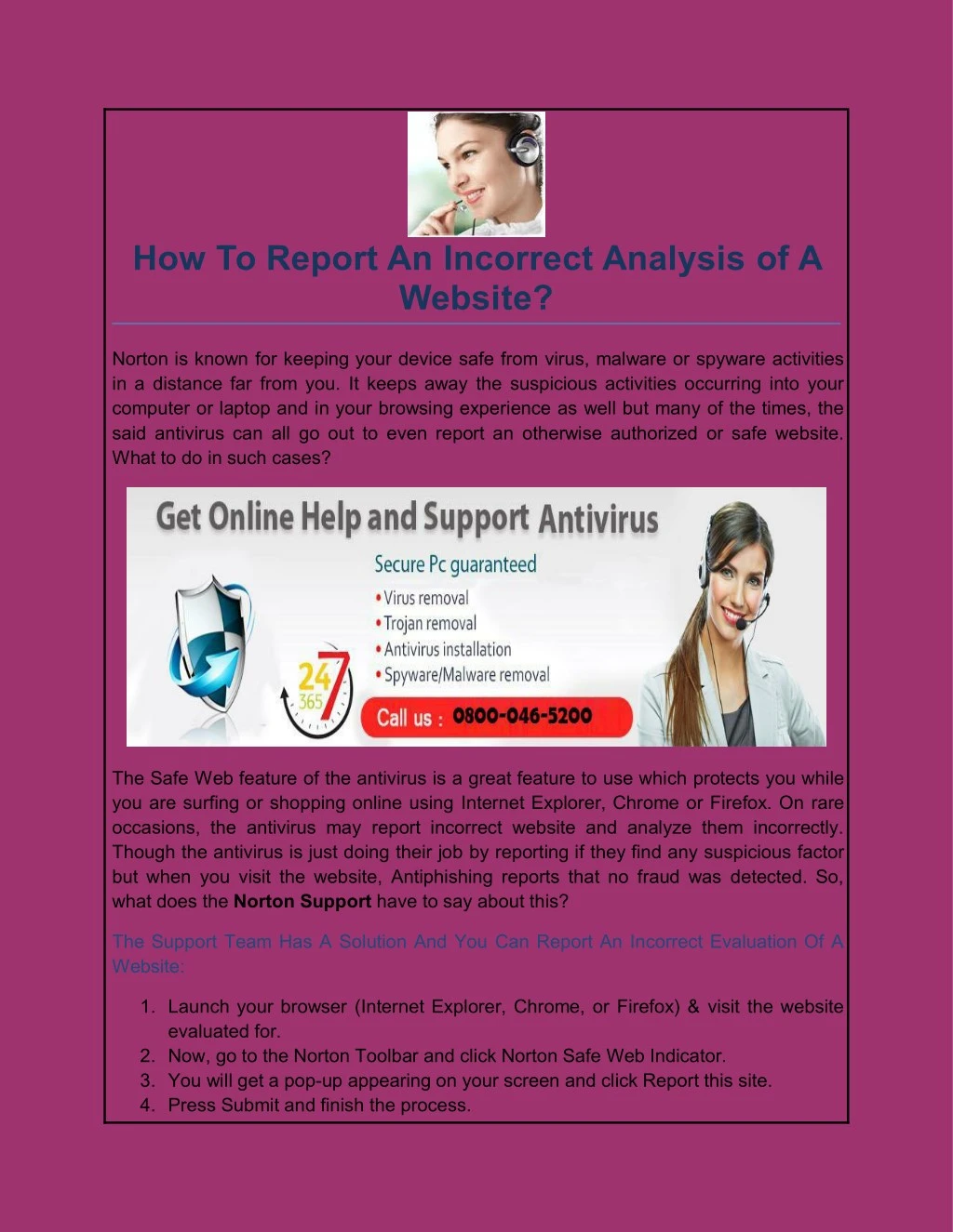 how to report an incorrect analysis of a website