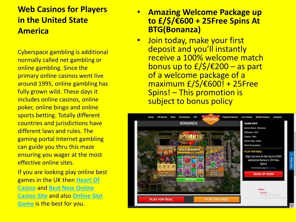 web casinos for players in the united state america