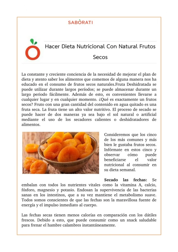 Hacer Dieta Nutricional Con Natural Frutos Secos