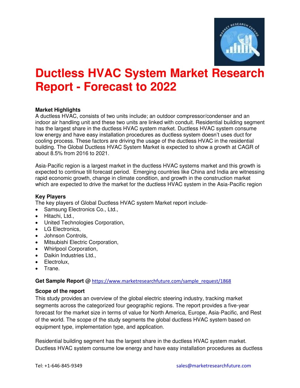 ductless hvac system market research report