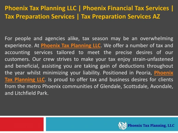 Phoenix tax planning llc Phoenix Tax Services