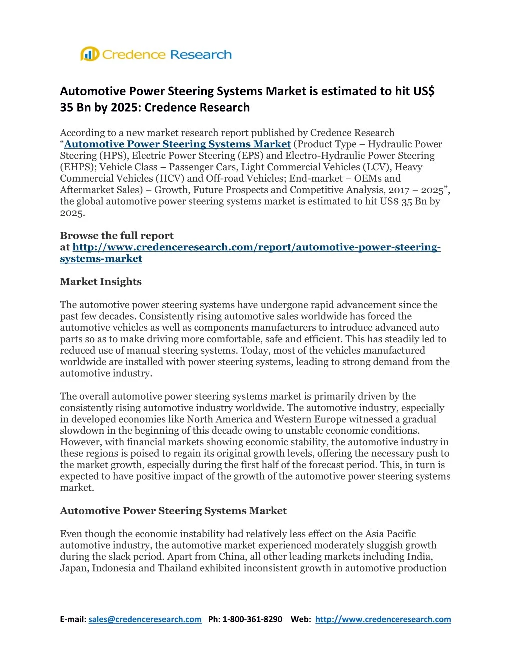 automotive power steering systems market