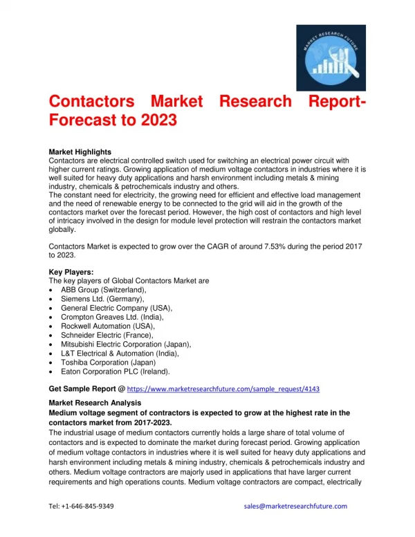Contactors Market Research Report- Forecast to 2023