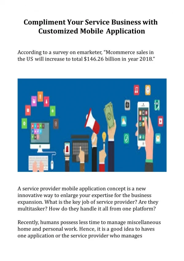 Compliment Your Service Business With Customized Mobile Application
