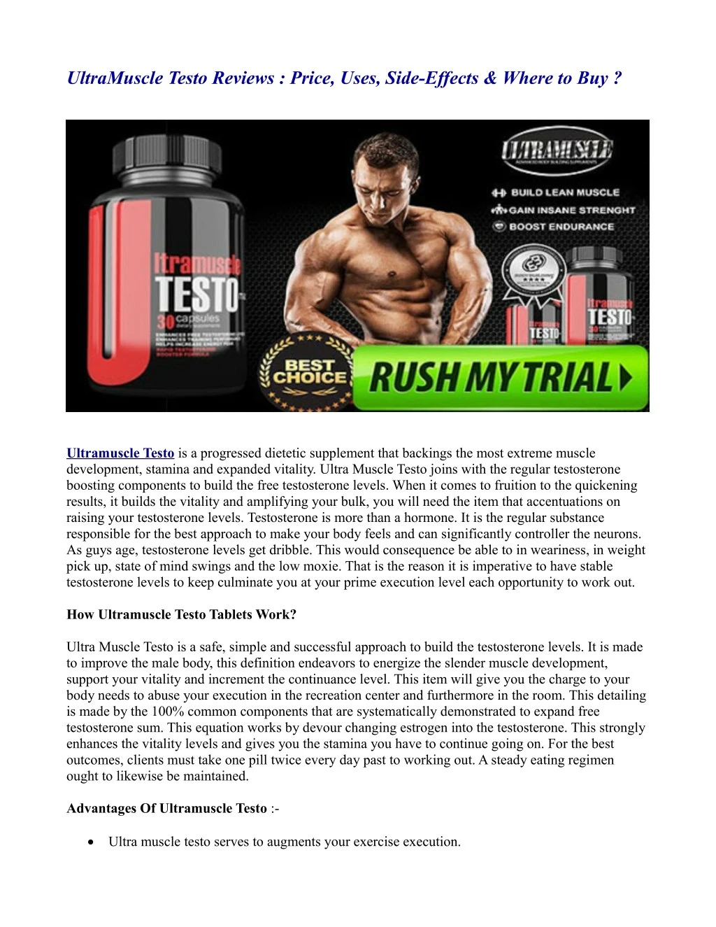 ultramuscle testo reviews price uses side effects