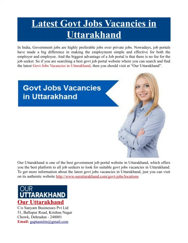 Latest Govt Jobs Vacancies in Uttarakhand