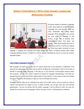 Arabic Language Speaking Course - slide 1