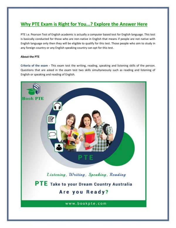 Why PTE Exam is Right for You...? Explore the Answer Here