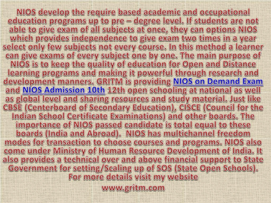 nios develop the require based academic