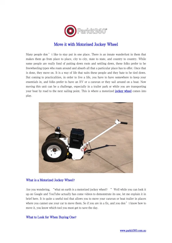 Move it with Motorised Jockey Wheel