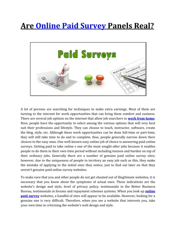 Are Online Paid Survey Panels Real? 