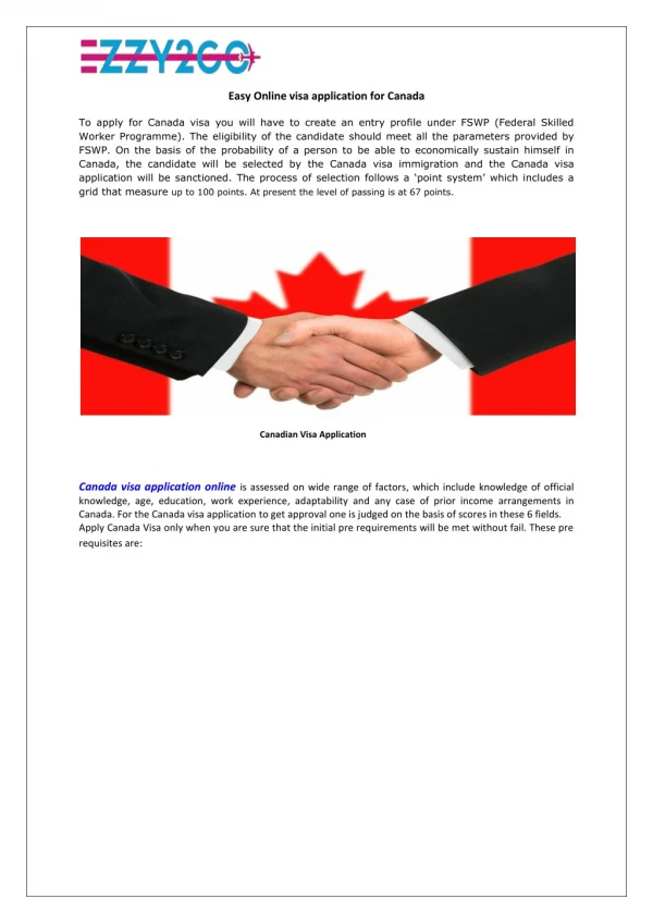 Easy Online visa application for Canada