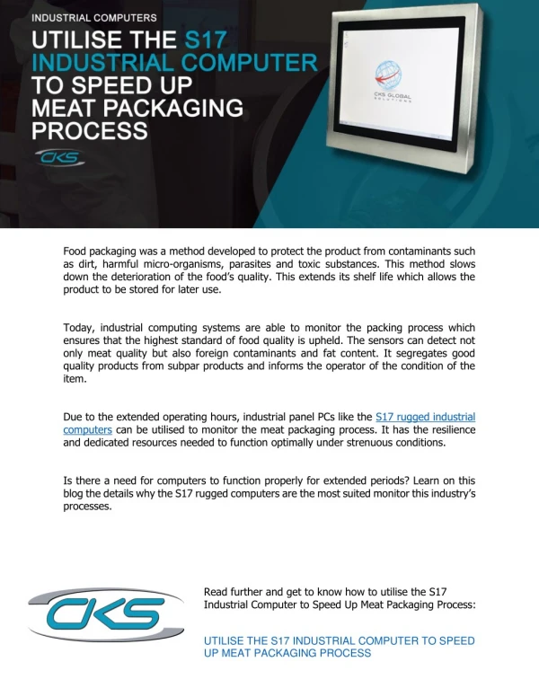 Utilise the S17 Industrial Computer to Speed Up Meat Packaging Process